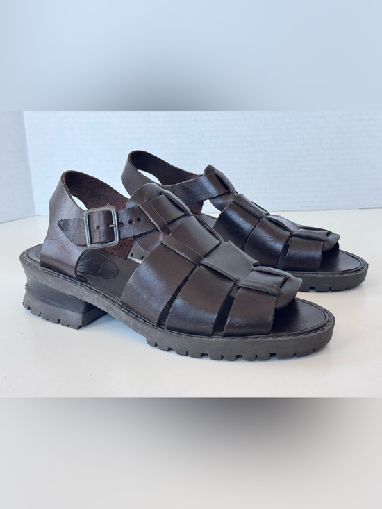 MIA Shoes - Vintage 90s MIA Y2K Brown Leather Fisherman Sandals Strappy Chunky Platform Shoe